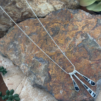 David Rosales White Buffalo Inlaid Sterling Silver Necklace