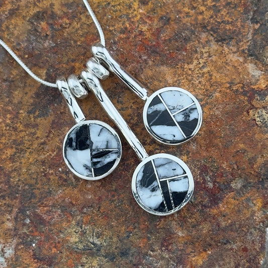 David Rosales White Buffalo Inlaid Sterling Silver Necklace