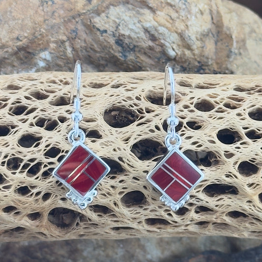 David Rosales Rosarita Inlaid Sterling Silver Earrings