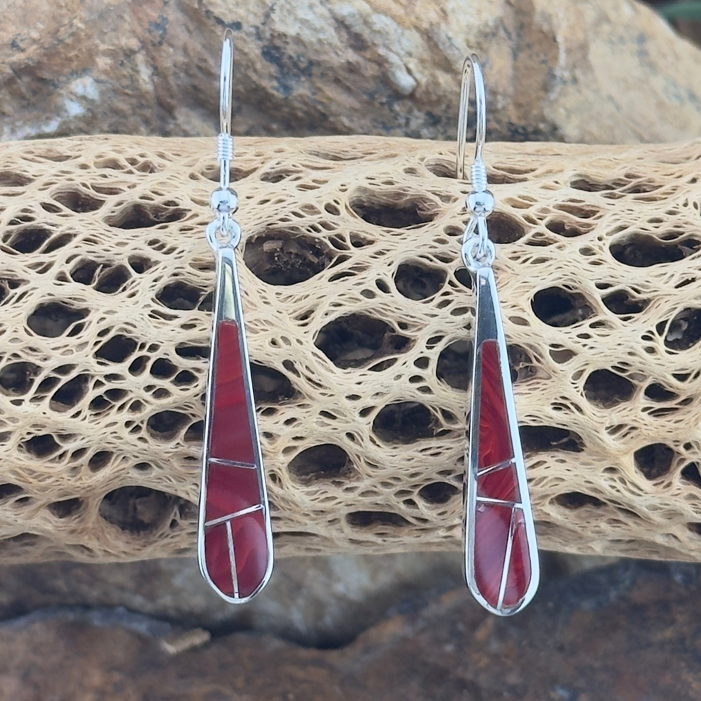 David Rosales Rosarita Inlaid Sterling Silver Earrings