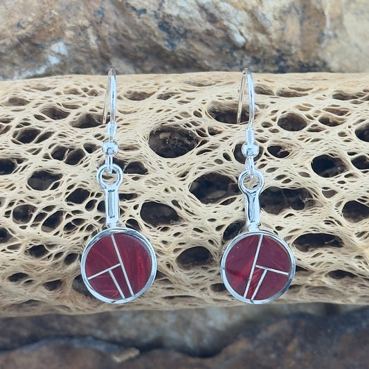 David Rosales Rosarita Inlaid Sterling Silver Dangle Earrings