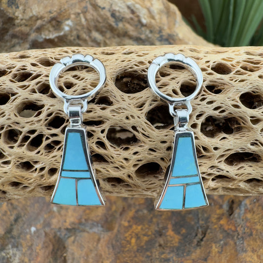 David Rosales Arizona Blue Inlaid Sterling Silver Earrings