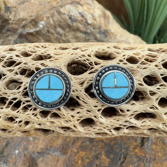 David Rosales Arizona Blue Inlaid Sterling Silver Earrings