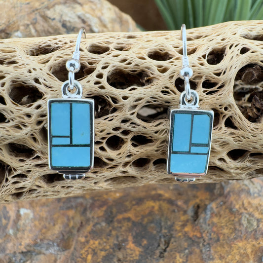 David Rosales Arizona Blue Inlaid Sterling Silver Earrings