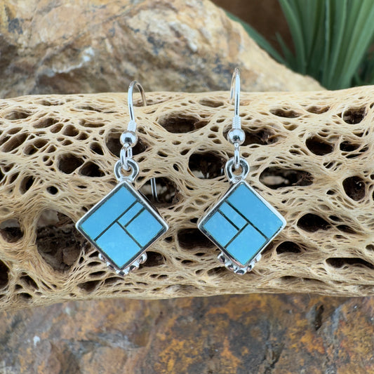 David Rosales Arizona Blue Inlaid Sterling Silver Earrings