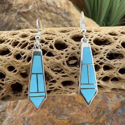 David Rosales Arizona Blue Inlaid Sterling Silver Earrings