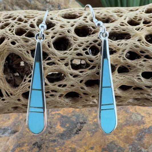 David Rosales Arizona Blue Inlaid Sterling Silver Earrings