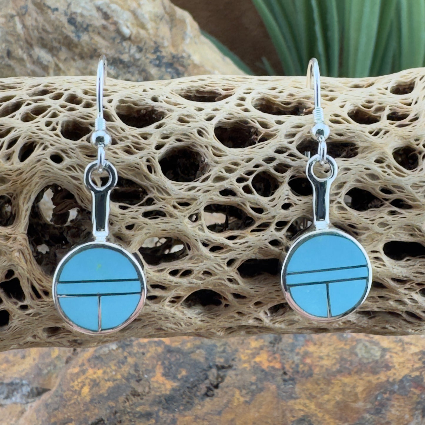 David Rosales Arizona Blue Inlaid Sterling Silver Earrings