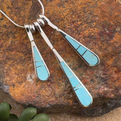 David Rosales Arizona Blue Inlaid Sterling Silver Necklace