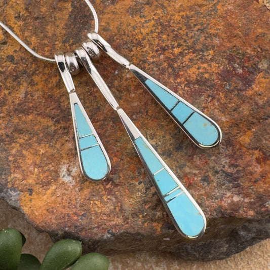 David Rosales Arizona Blue Inlaid Sterling Silver Necklace