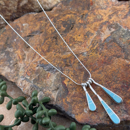 David Rosales Arizona Blue Inlaid Sterling Silver Necklace