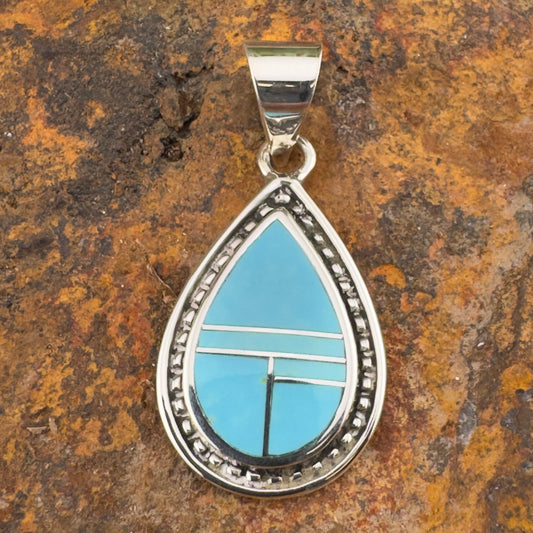 David Rosales Arizona Blue Inlaid Sterling Silver Pendant