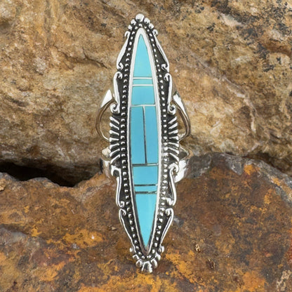 David Rosales Arizona Blue Inlaid Sterling Silver Ring
