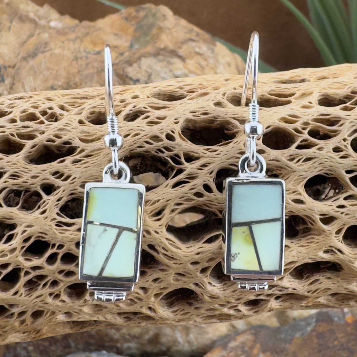 David Rosales Palomino Inlaid Sterling Silver Earrings