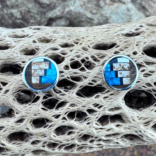 David Rosales Iron Spirit Inlaid Sterling Silver Earrings