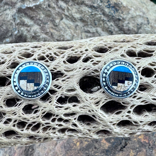 David Rosales Iron Spirit Inlaid Sterling Silver Earrings