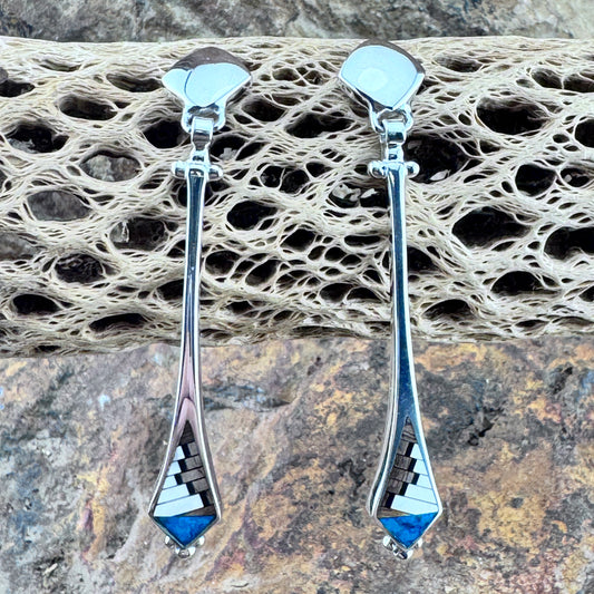 David Rosales Iron Spirit Inlaid Sterling Silver Earrings