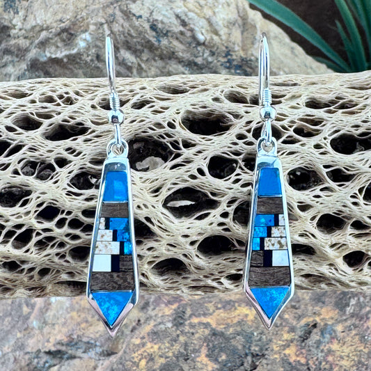 David Rosales Iron Spirit Inlaid Sterling Silver Earrings