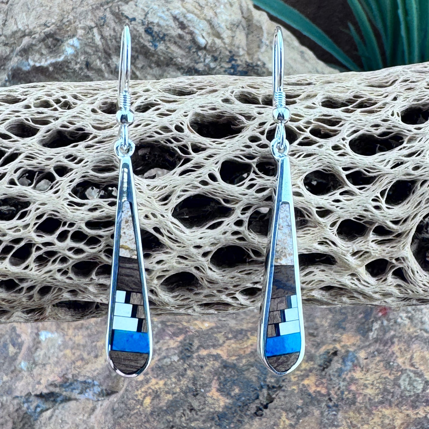 David Rosales Iron Spirit Inlaid Sterling Silver Earrings