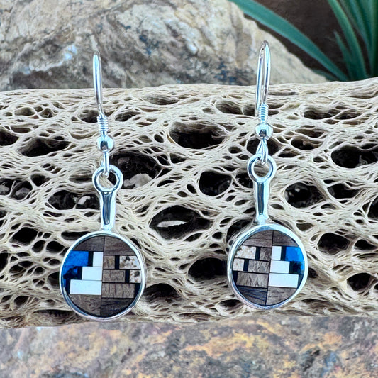 David Rosales Iron Spirit Inlaid Sterling Silver Dangle Earrings