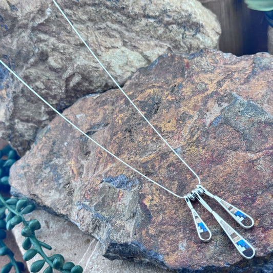 David Rosales Iron Spirit Inlaid Sterling Silver Necklace