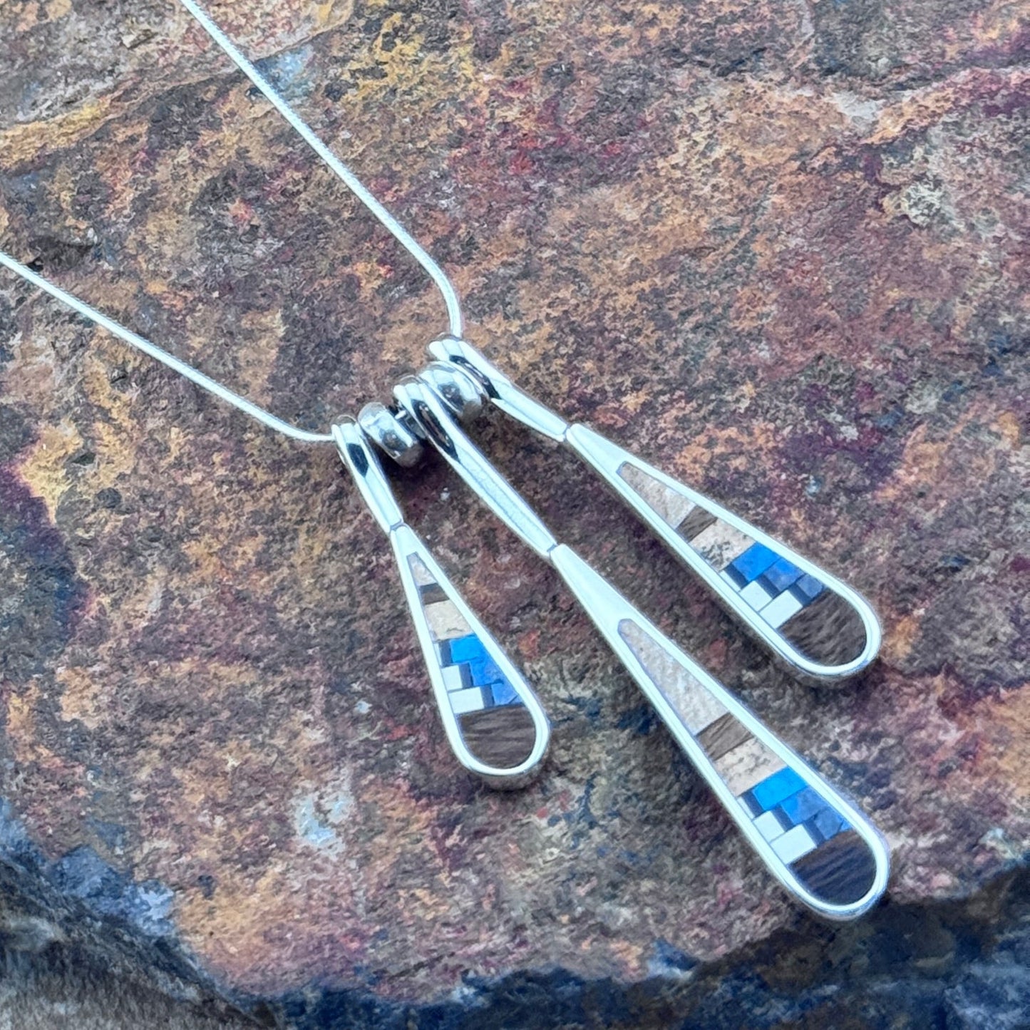 David Rosales Iron Spirit Inlay Sterling Silver Necklace