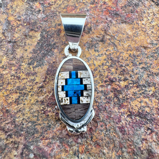 David Rosales Iron Spirit Inlaid Sterling Silver Pendant