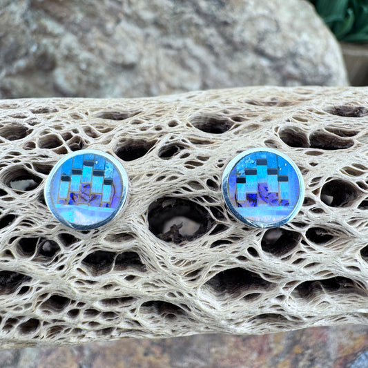 David Rosales Stardust Inlaid Sterling Silver Earrings