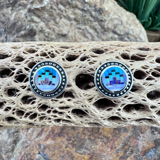 David Rosales Stardust Inlaid Sterling Silver Earrings