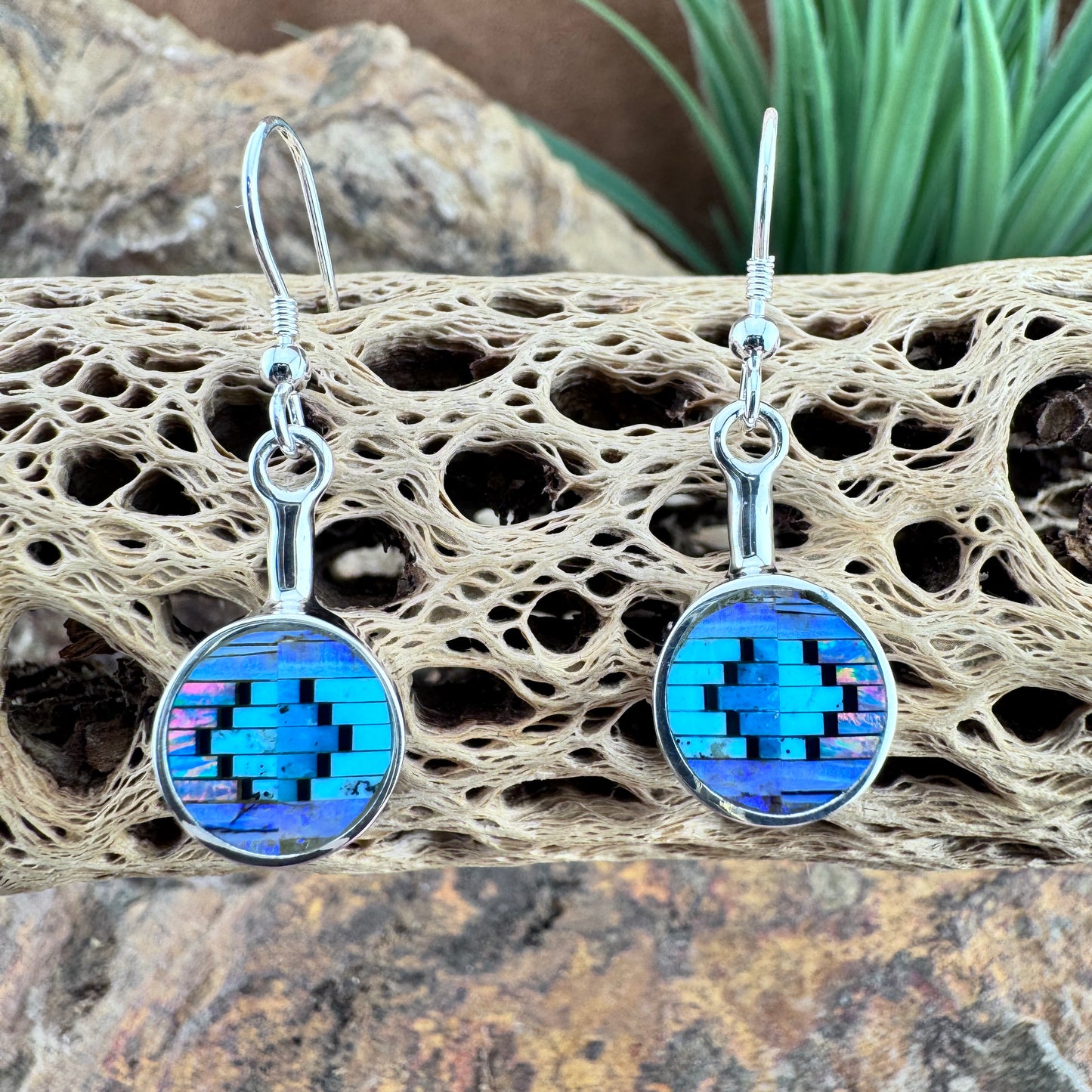 David Rosales Stardust Inlaid Sterling Silver Earrings