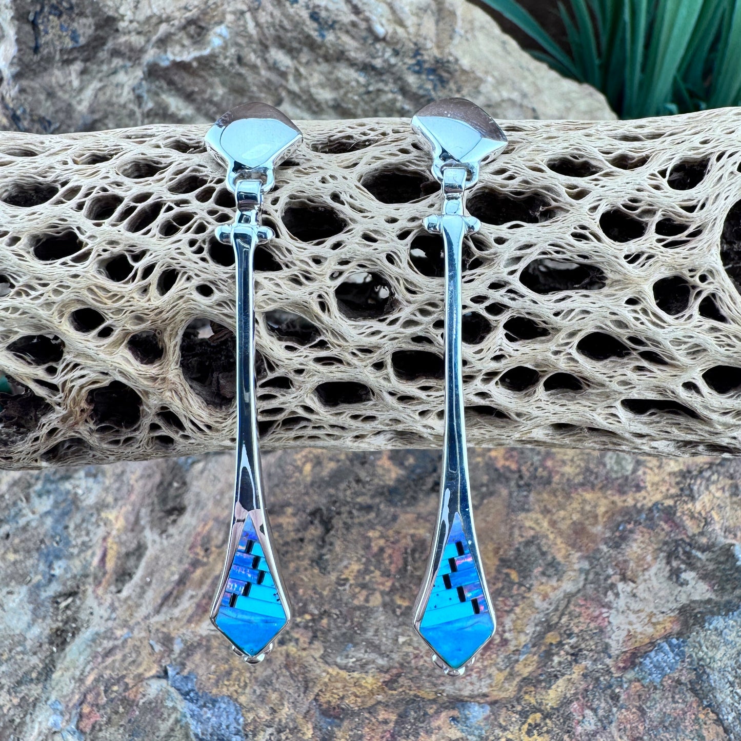 David Rosales Stardust Inlaid Sterling Silver Earrings