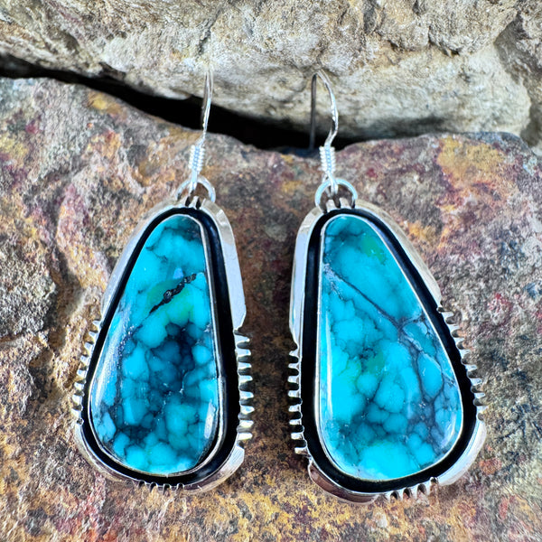 Emerald Rose Variscite Sterling Silver Earrings by Wil Denetdale