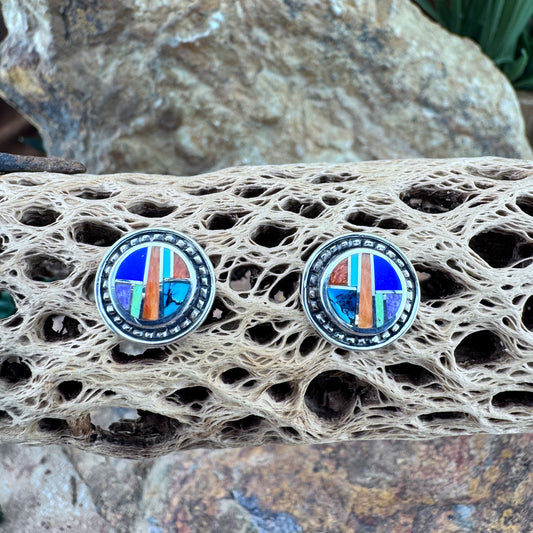 David Rosales Indian Summer Inlaid Sterling Silver Earrings