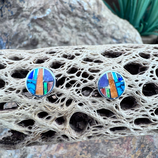 David Rosales Indian Summer Inlaid Sterling Silver Earrings