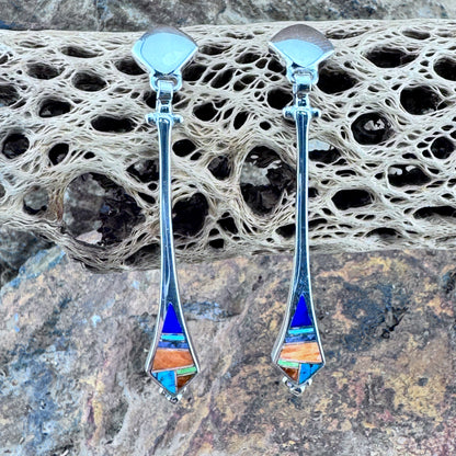 David Rosales Indian Summer Inlaid Sterling Silver Earrings