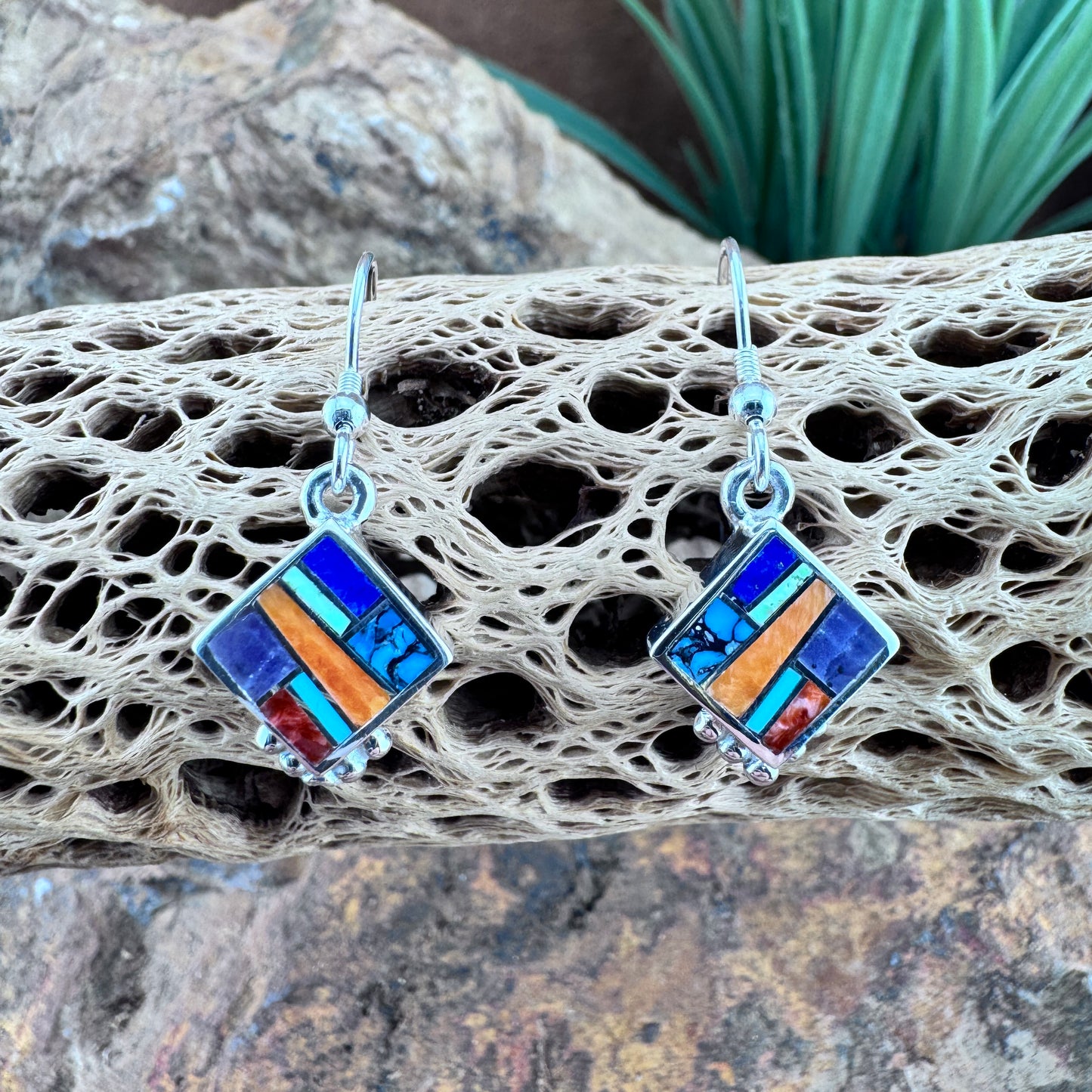 David Rosales Indian Summer Inlaid Sterling Silver Earrings