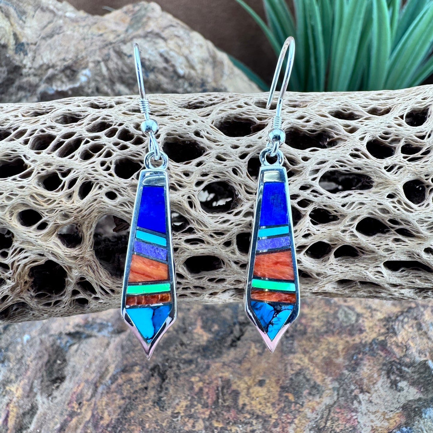 David Rosales Indian Summer Inlaid Sterling Silver Earrings