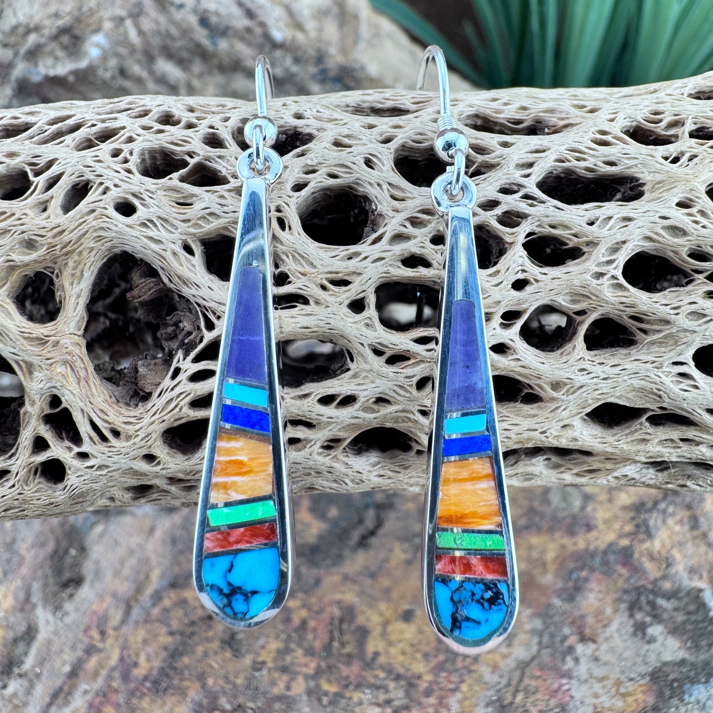 David Rosales Indian Summer Inlaid Sterling Silver Earrings