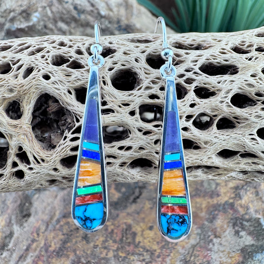 David Rosales Indian Summer Inlaid Sterling Silver Earrings