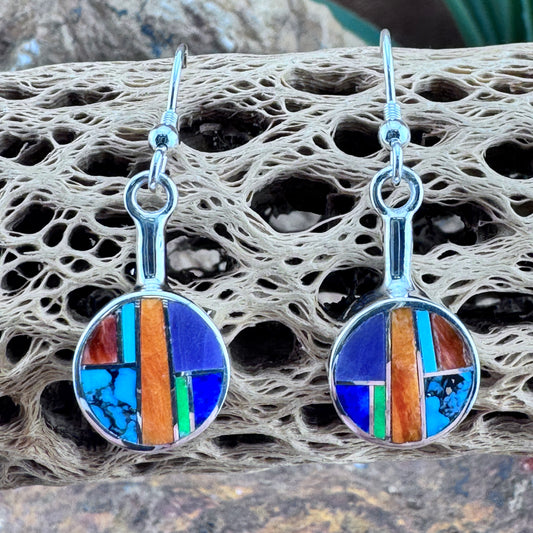 David Rosales Indian Summer Inlaid Sterling Silver Earrings