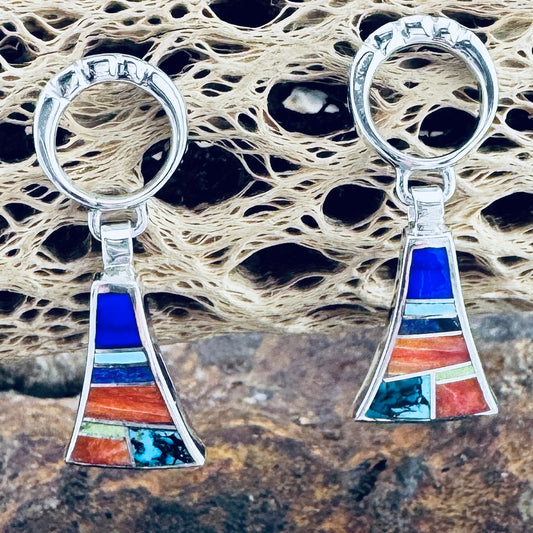David Rosales Indian Summer Inlaid Sterling Silver Earrings