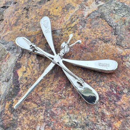 David Rosales Indian Summer Cobble Inlaid Sterling Silver Pendant/Pin Dragonfly