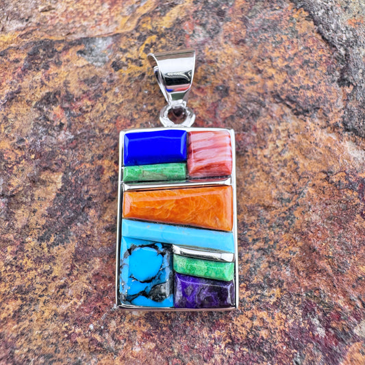 David Rosales Indian Summer Cobble Inlaid Sterling Silver Pendant
