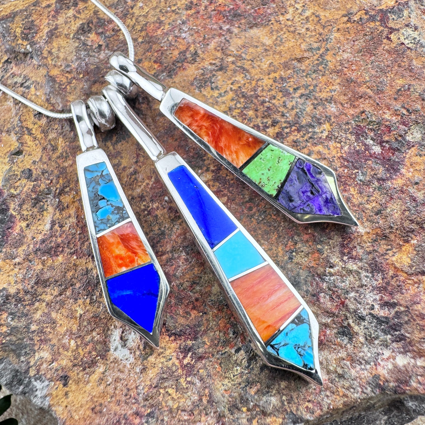 David Rosales Indian Summer Inlaid Sterling Silver Necklace