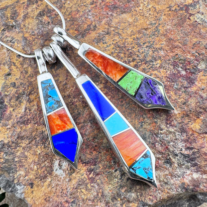 David Rosales Indian Summer Inlaid Sterling Silver Necklace