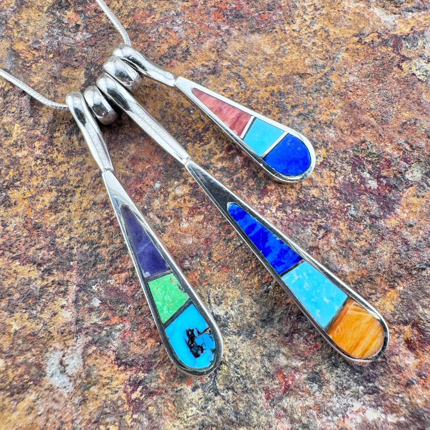 David Rosales Indian Summer Inlaid Sterling Silver Necklace