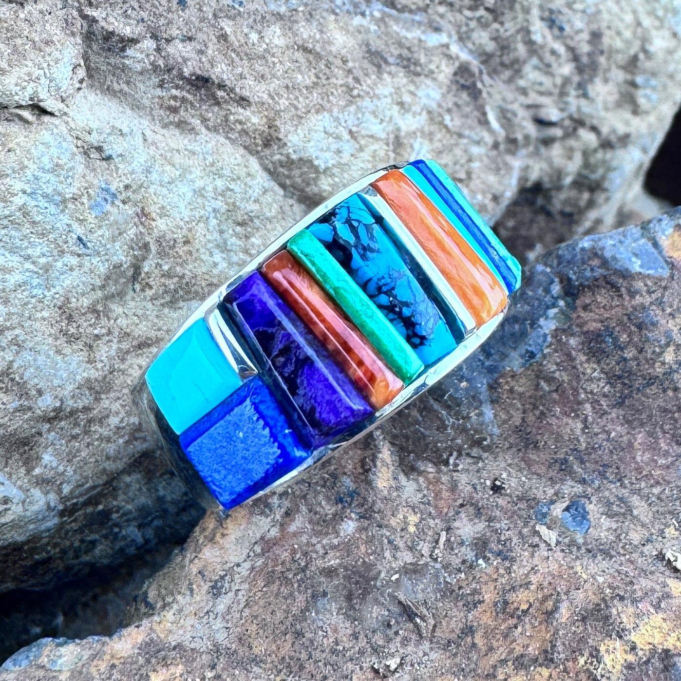 David Rosales Indian Summer Cobble Inlaid Sterling Silver Ring