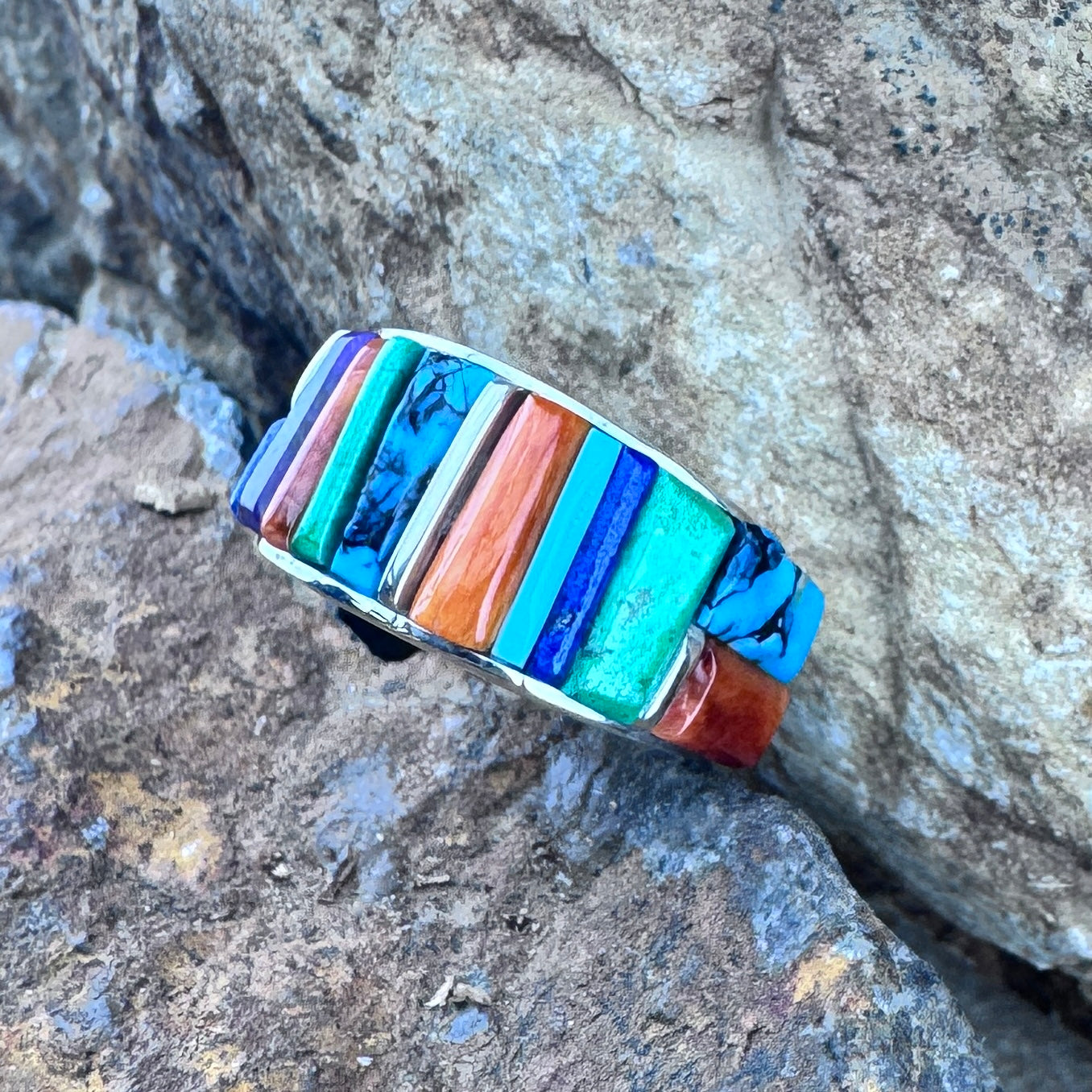 David Rosales Indian Summer Cobble Inlaid Sterling Silver Ring