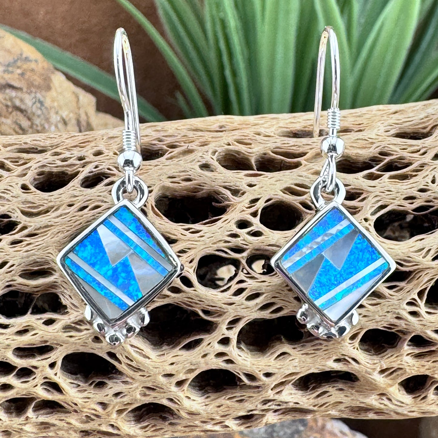 David Rosales Mystic Pearl Inlaid Sterling Silver Earrings