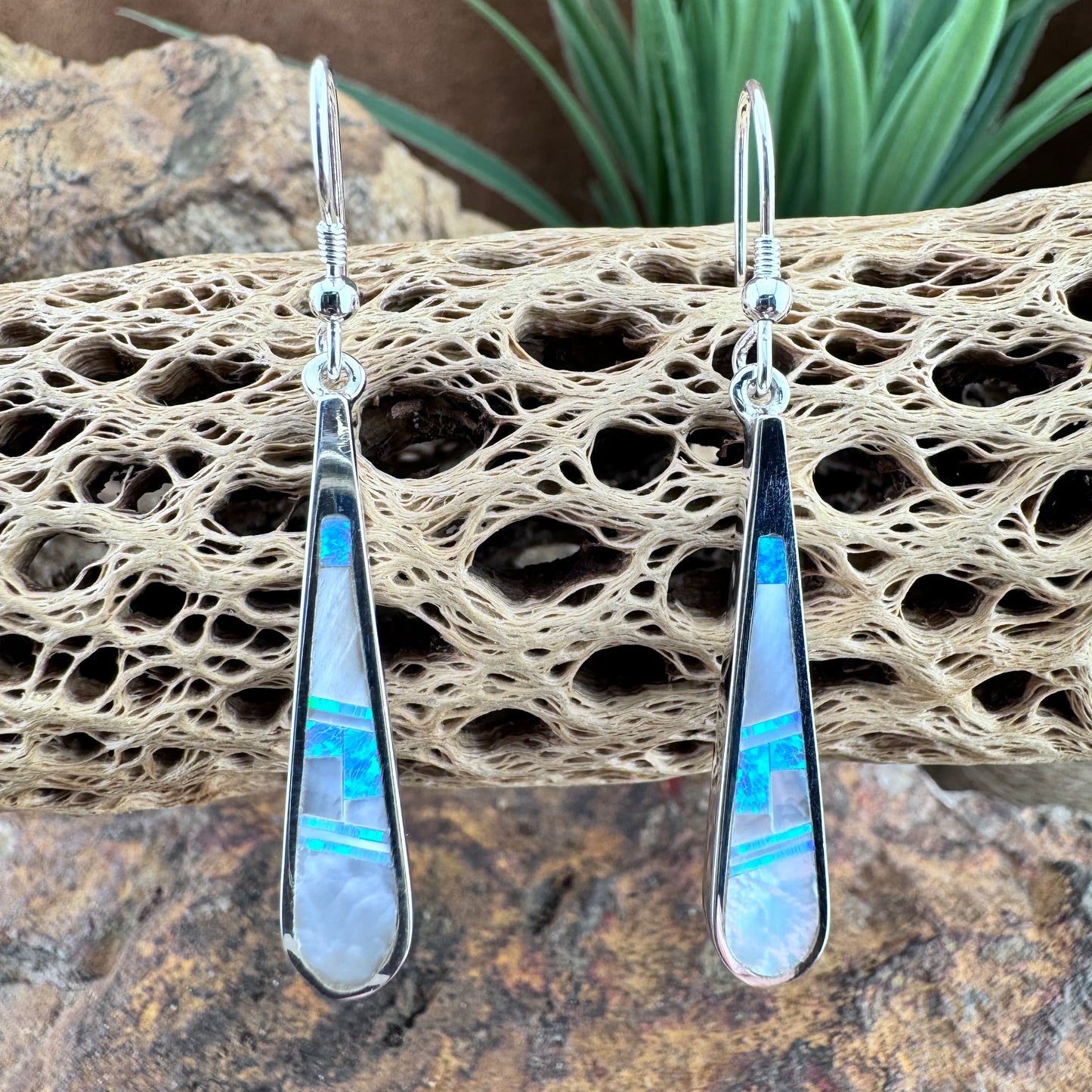 David Rosales Mystic Pearl Inlaid Sterling Silver Earrings